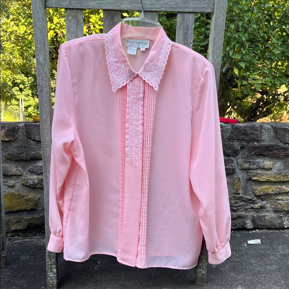 Vintage Pink Lace Women's Blouse
